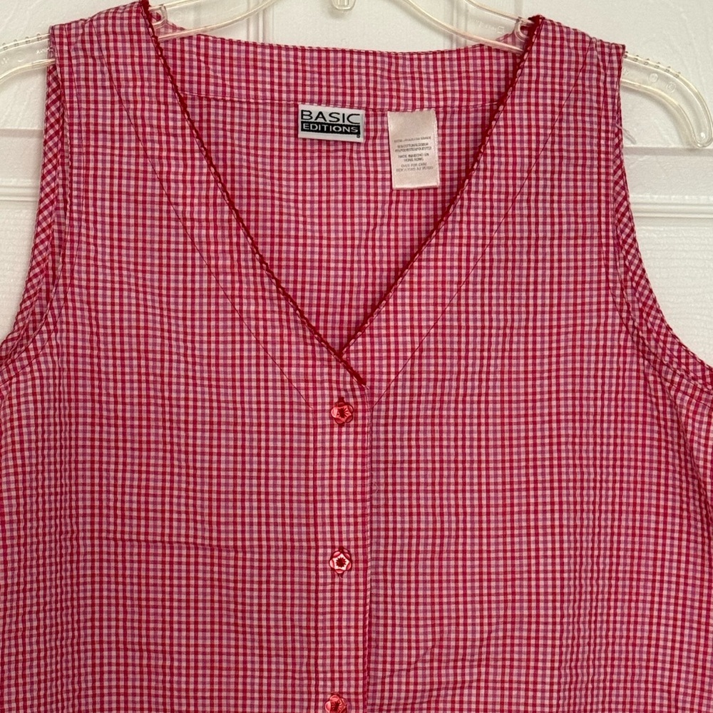 Basic Editions Gingham Tank, Size Xl - image 2